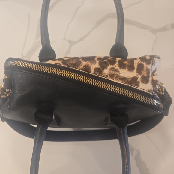 Furla Pony Style Calf Hair Leather Leopard Animal Print Satchel Shoulder Bag - Picture 14 of 16